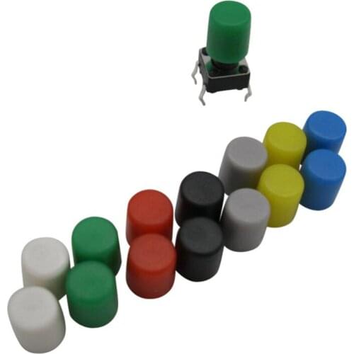 Each color 20PCS Black white green red gray yellow blue 6*6mm Tactile Touch micro Push Button switch tact switch cap (140PCS )