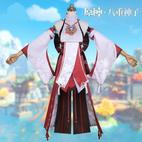 Game Genshin Impact Yae Guuji Cosplay Costume Sexy Women Dress Outfits Halloween Necklace Full Set