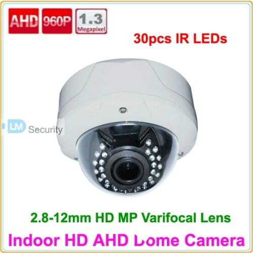 Lihmsek Top Quality 1.3 MP 960P AHD Camera 2.8-12 mm Varifocal lens 1200TVL Indoor Dome cctv security camera Free Shipping