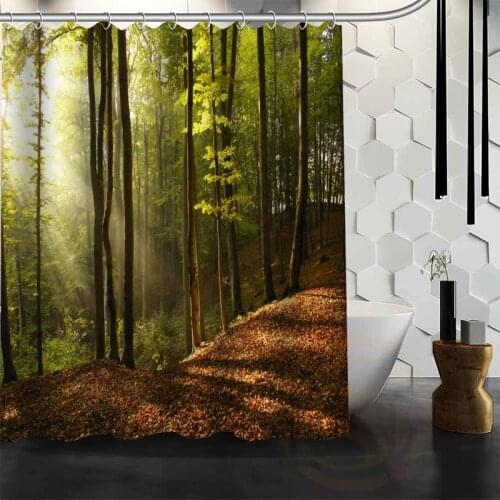 Best Nice Custom Forests Road Landscape Nature Shower Curtain Bath Curtain Waterproof Fabric For Bathroom MORE SIZE WJY#25
