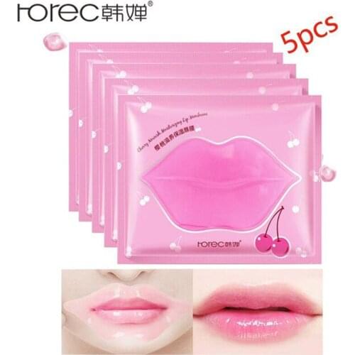 ROREC Cherry Lip Mask Crystal Collagen Facial Mask Lip Mask Moisture Essence Lip Care Pads Anti Ageing Wrinkle Patch Pad Gel