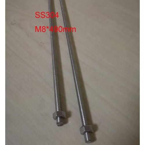Metric M8 Stainless Steel Thread Rod Threaded Bar, About 490mm / pc, 5pcs/lot