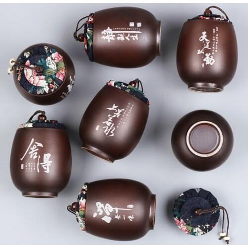 Mini Ceramic Travel Tea Caddy Can Set Teacup One Dual Purpose Sugar Bowl Kitchen Spice Jars Spices Storage Box Sealed