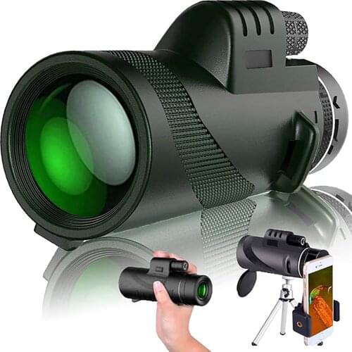 80×100 Monocular Telescope Super Zoom Magnification Portable Eyepiece Day/Night Vision Camping Phone Clip HD Mobile Telescope