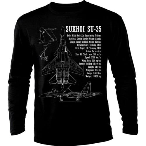 Su-35 Air Fighter Jet Luftkampf Flugzeug Long Sleeve Men T-Shirt Casual oversized t shirt men clothing