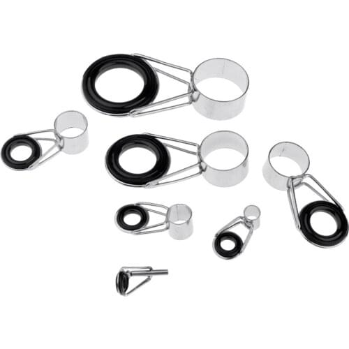 Set of 7 Ceramic Ring Smooth Fishing Rod Guides Eye Ring Rod Repair Kit