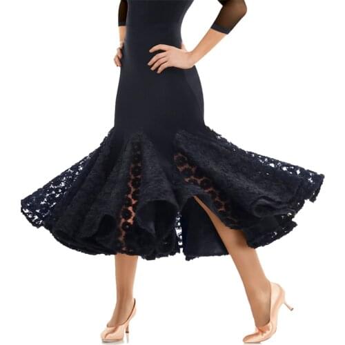 2020 New Standard Ballroom Dance Skirt Waltz Tango Competition Dancing Wear For Women Rose Embroidered Big Swing Skirts DL6707