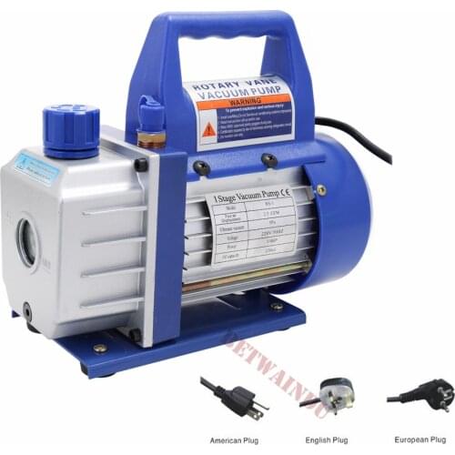Single Stage 2CFM/3CFM Vacuum Pump Refrigeration 1/4HP Rotary Vane Pump HVAC Tool AC R410a R134 R22 US/EU/UK Plug