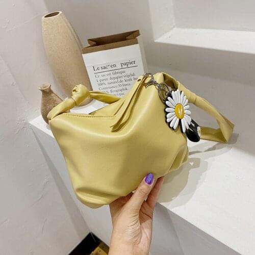 Simple Shoulder Bag Bucket Little Daisy Womens Underarm Bag Small Casual Handbag Purse PU Fashion Luxury Bag For Women 2021