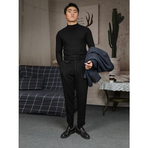 PT homemade autumn and winter Gurkha heavy wool nine-point pants mens trousers all-match mens woolen pants casual pants