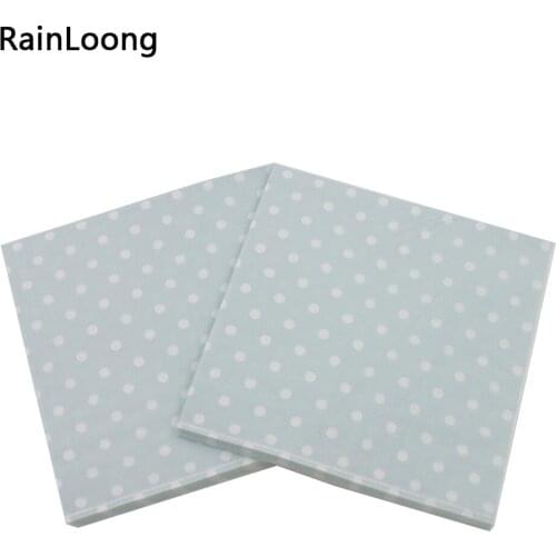 [RainLoong] Lt Blue Small Dot Paper Napkins Beverage Event & Party Tissue Napkins Decoration Serviettes 33*33cm 1 pack