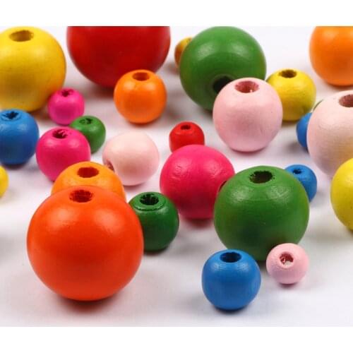 Color Mixed Natural Wood Beads 6-25mm Round Loose Spacer Beads For Jewelry Making DIY Handmade Charm Jewelry Accessories