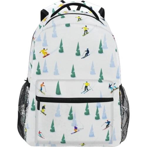 Backpack Women 2021 Brand New Fashion College Style Female Students School Bags Ski Pattern Print Backpacks for Teenage Girl