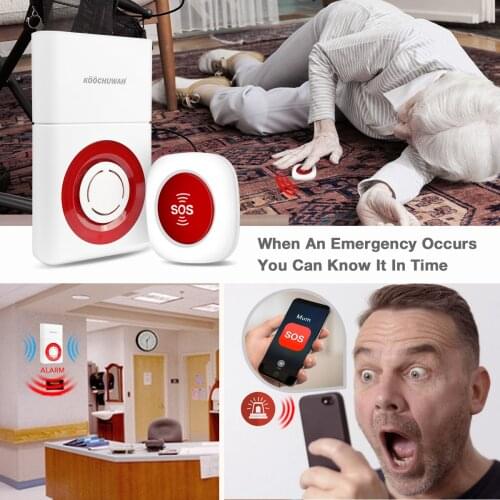 Koochuwah 433MHz SOS button Emergent Alarm Siren For Children and Old People Home Burglar Alarm