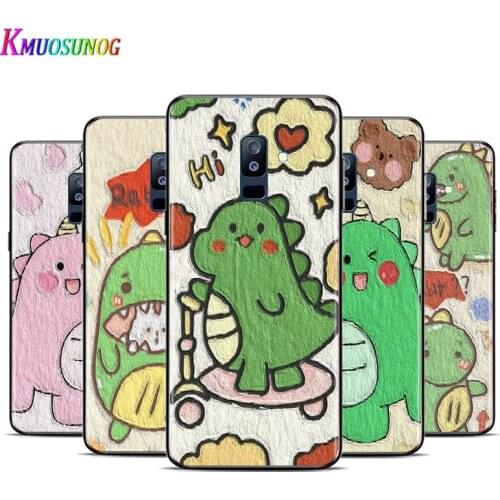 Cute dinosaur For Samsung Galaxy A3 A5 A6 A7 A8 A9 A6S A8S A9S Star Plus 2016 2017 2018 Black Silicone soft TPU Phone Case