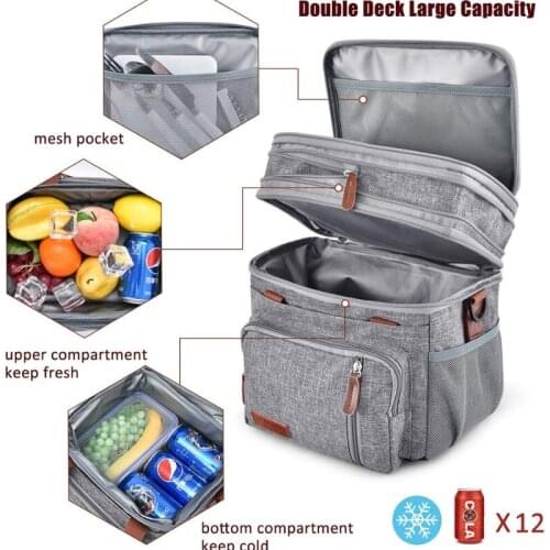 Lunch Bag for Women/Men Leakproof Cooler Tote Bag Reusable Large Lunch Box for Kids with Adjustable Shoulder Belt (15L)