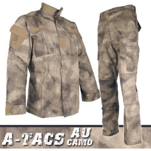 CQC Tactical Airsoft Military Army Uniform Clothing BDU Combat Uniform Men Jacket & Pants Set Outdoor Paintball Hunting(A-TACS)