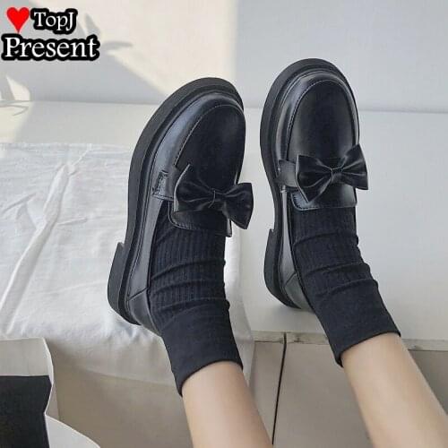 Brown black bow Women girl lolita shoes uniform cosplay shoes soft comfortable pumps shoes school girl boy Show shoes
