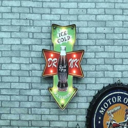 Vintage LED Neon Sign Lightbox Shabby chic Cerveja Cafe Bar Signage Brass knuckles weapon Metal home decor Placas decorativas