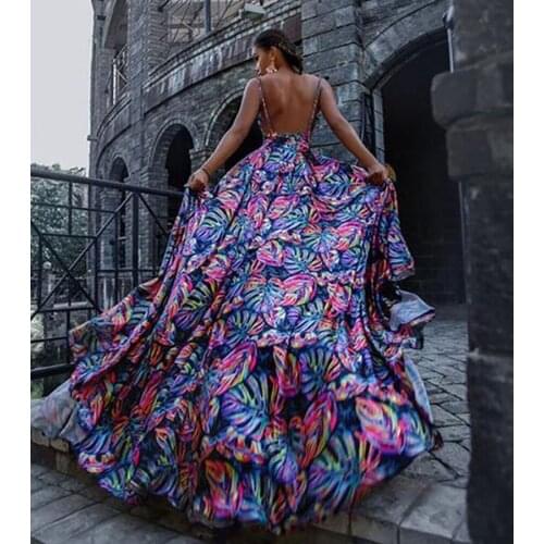 New womens sexy condole belt print skirt national wind beach casual long skirt YZ-GZSC-0015 Dresses