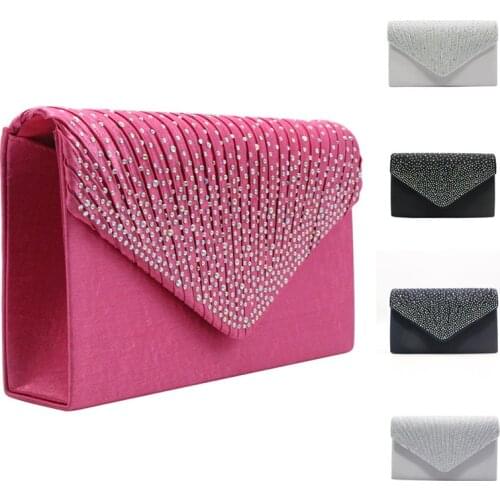 Womens Glitter Shimmer Envelope Ladies Sequins Evening Bag Wedding Party Prom Clutch bag Handbag Purse