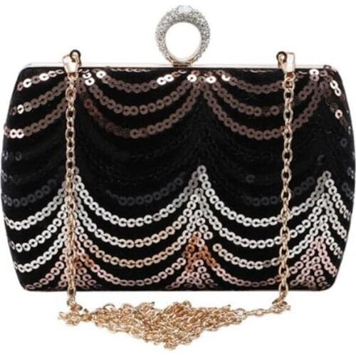 2020 women sequins evening clutch diamond ring clutch wallets bling wedding party bags with chain drop shipping MN1331