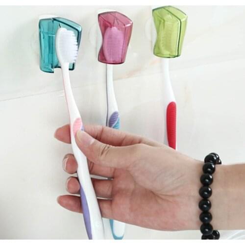 Toothbrush 3 pieces Creative Suction Cup Toothbrush Dust Cover Home Toothbrush Holder Random Color SSwell
