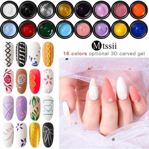 Mtssii 3D Emboss Carving Painting Gel Paste Nail Polish Soak Off UV LED Gel Lacquer Varnish Esmalte Decarations 1/2/4/8/12pcs