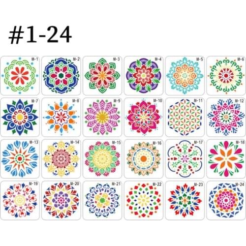 24/48pcs Mandala Stencils DIY Drawing Template Painting Scrapbooking Paper Card