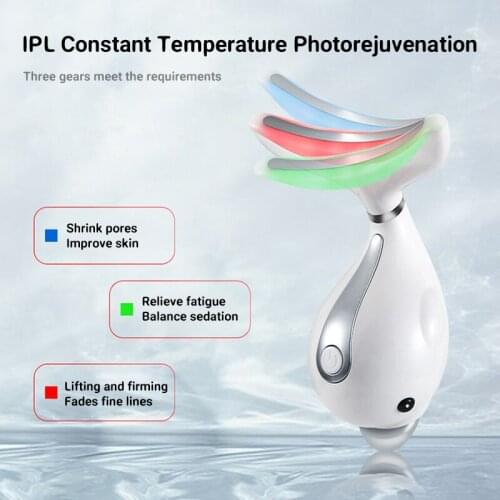 4 In 1 LED Photon Therapy Facial Neck Massager Face Neck Skin Lifting Vibration Massager Reduce Double Chin Skin Care Tools