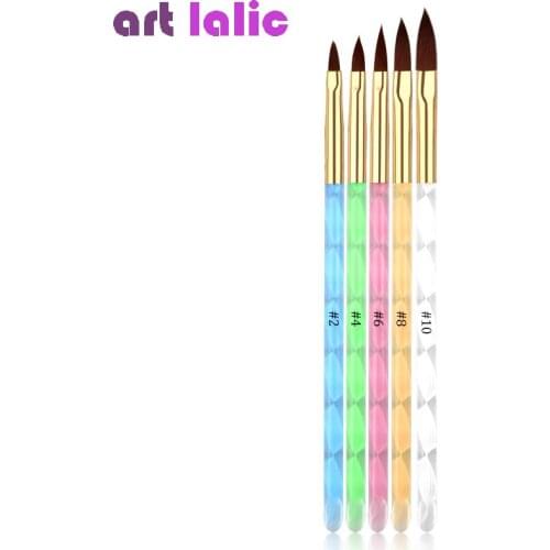 5Pcs Nail Art Brush Acrylic UV Gel Painting Drawing Brushes Pens Cuticle Pusher Colorful Tips Manicure Salon Tools