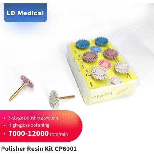 6pcs/set LD Dental Composite resin Polishing Disc Kit CP6001 14mm Brush Burs Diamond System 3 colors wheel Tool