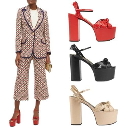 Siddons Bow Knot Design Women Platform Sandals Peep Toe Ankle Strap Ladies Chunky High Heels Party Shoes Woman Gladiator Sandals