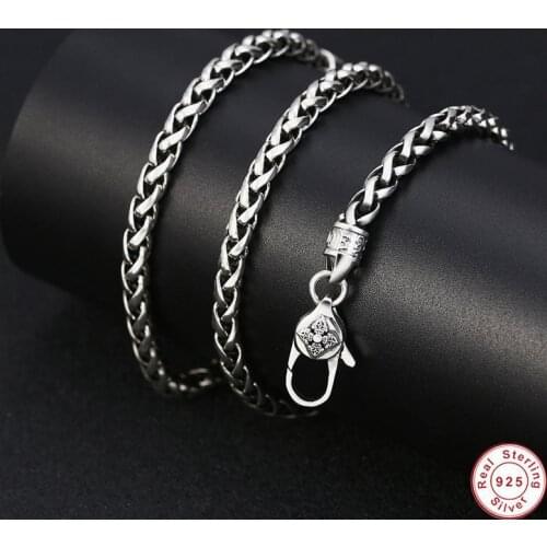 Buddha Mantra Vajra 5mm Thick Rope Chain Necklace Pendant 100% Real 925 Sterling Silver colour Men Statement Necklaces Jewelry