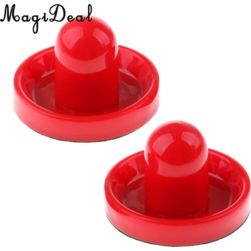 MagiDeal 2 Pieces 77mm Air Hockey Felt Pushers Goalie Handles Paddles Replacement Medium Red