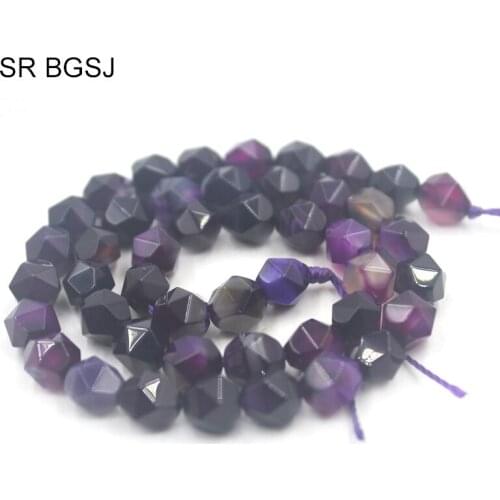 Free Shipping 8mm Faceted Round Polygonal Faceted Purple Agat Onyx Natural Stone Findings Handcraft Loose Beads Strand 15"