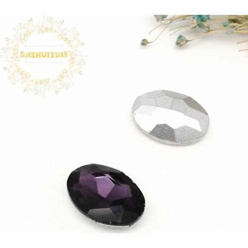 Deep Purple Oval shape Glass Crystal sew on pointback rhinestones Diy wedding dress Mobile Accessories Free shipping