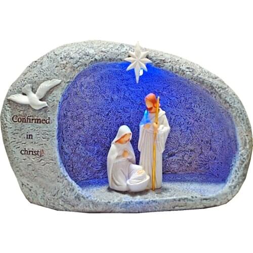 Christian Jesus Was Born Resin Decoration Birthday Gift Jesu Ornament Gospel of Christ with led light lamb of god glad tidings