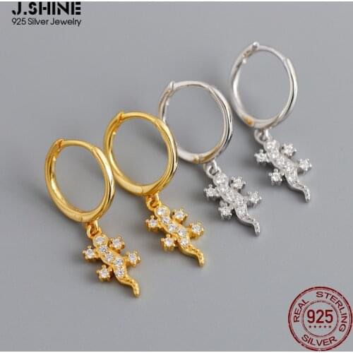JShine New Design Small Ear Buckle Luxury Gecko S925 Sterling Silver Hoop Earrings Women Girls Fine Silver 925 Accessories