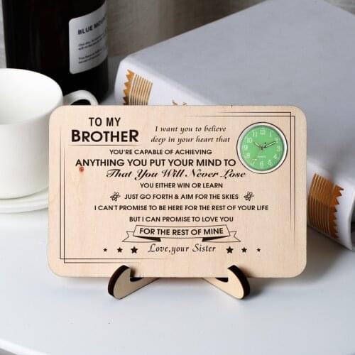 To My Brother...Love Your Sister Desktop Wooden Ornament Clock Personality Birthday Graduation Xmas Gifts