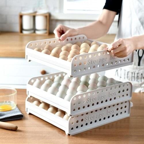 Drawer Type Egg Container Conical Groove Anti-collision Plastic Egg Storage Case Accessories Stacked Refrigerator Egg Organizer