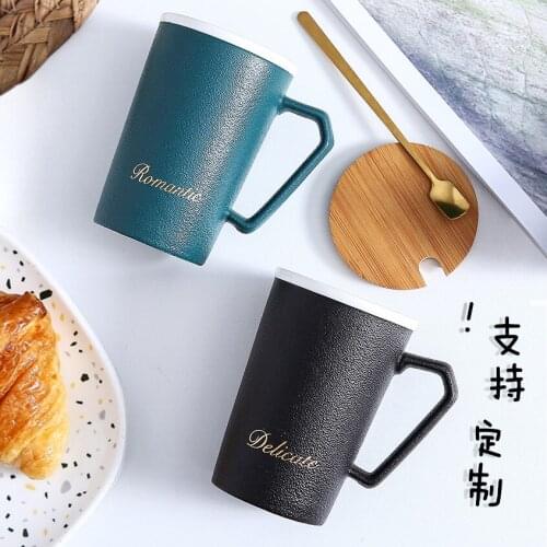 Creative Gift Cup Business Office Cup Home Ceramic Cup Cover Simple Mugs