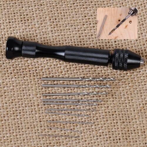 LETAOSK Mini Micro Aluminum Hand Keyless Drill Chuck +10 Twist Drill Bits Rotary Tools