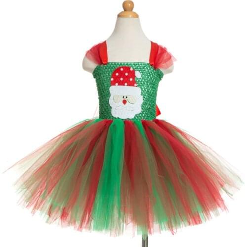 Hot Christmas Tutu Dress Girl Santa Claus Design Lovely Princess Dress Kids Children Party Dress Cosplay Costumes Festival Gifts