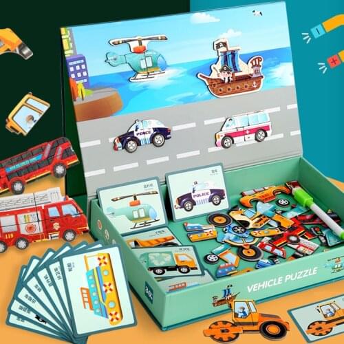 Magnets Transportation Puzzles Kids Toys Montessori Materials Educational Toys For Children Magnetic Books Drawing Board Games
