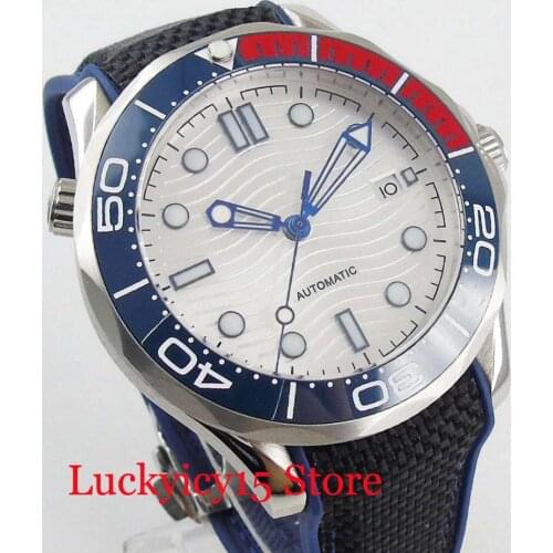 Dress 41mm Mechanical Mens Watch With Sapphire Glass Stainless Steel Watch Case Ceramic Bezel Luminous Hand