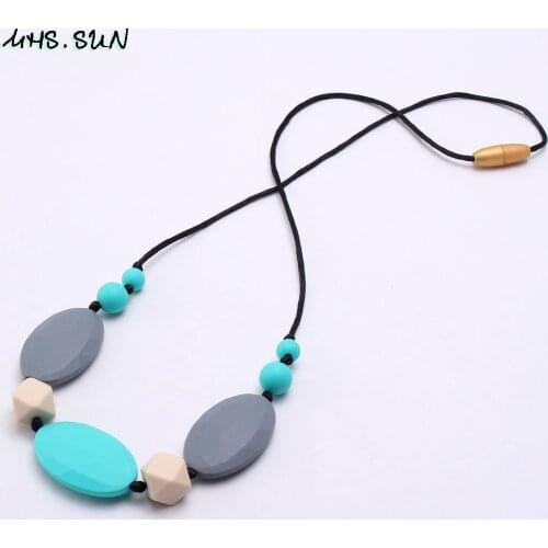 MHS.SUN 1PC Baby Chewable Silicone Beads Necklace Teething Teether Infant Holder Toy Mommy Long Chain Nursing Necklace Jewelry