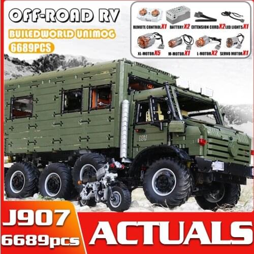J907 Motorized Car The MOC Nomadism RV Motorhome APP RC Model Building Blocks Bricks Assembly Unimog Kids Christmas Toys Gifts
