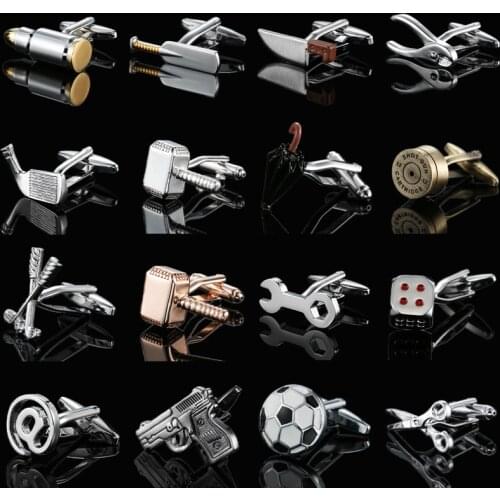 Fashion mens French shirt Cufflinks high quality copper Golf pistol bullet shaped Cufflinks clothing accessories wholesale