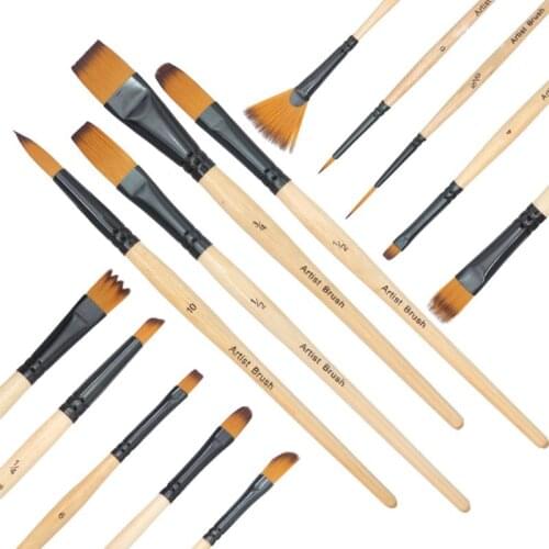 14pcs Paint Brushes Acrylic Watercolor Brush With Pencil Case Storage Bag for School Artists Painting Drawing